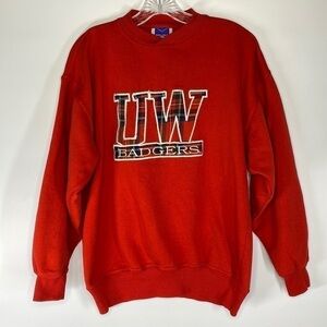 Vintage Midland Sports UW Badgers Red Crewneck Sweatshirt Medium